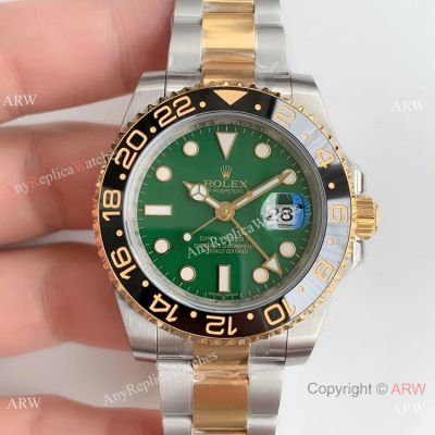 (EW) Replica Rolex 2 Tone GMT-Master II 2836 Watch Black Ceramic Bezel